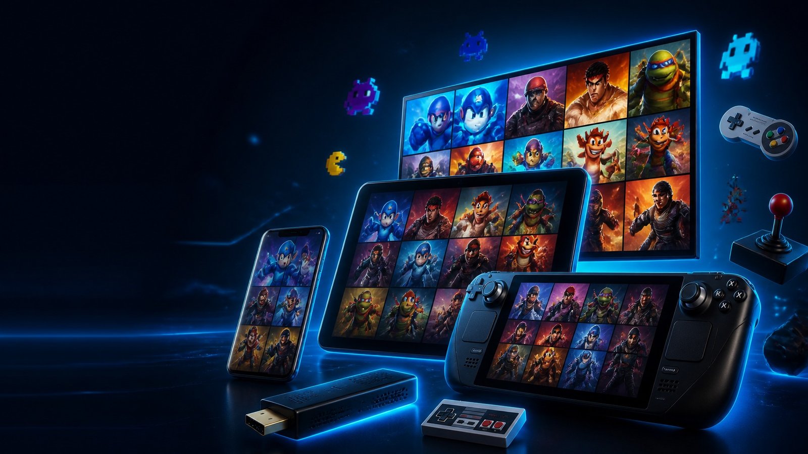 App RetroMax Games V2.0 rodando em vários aparelhos
