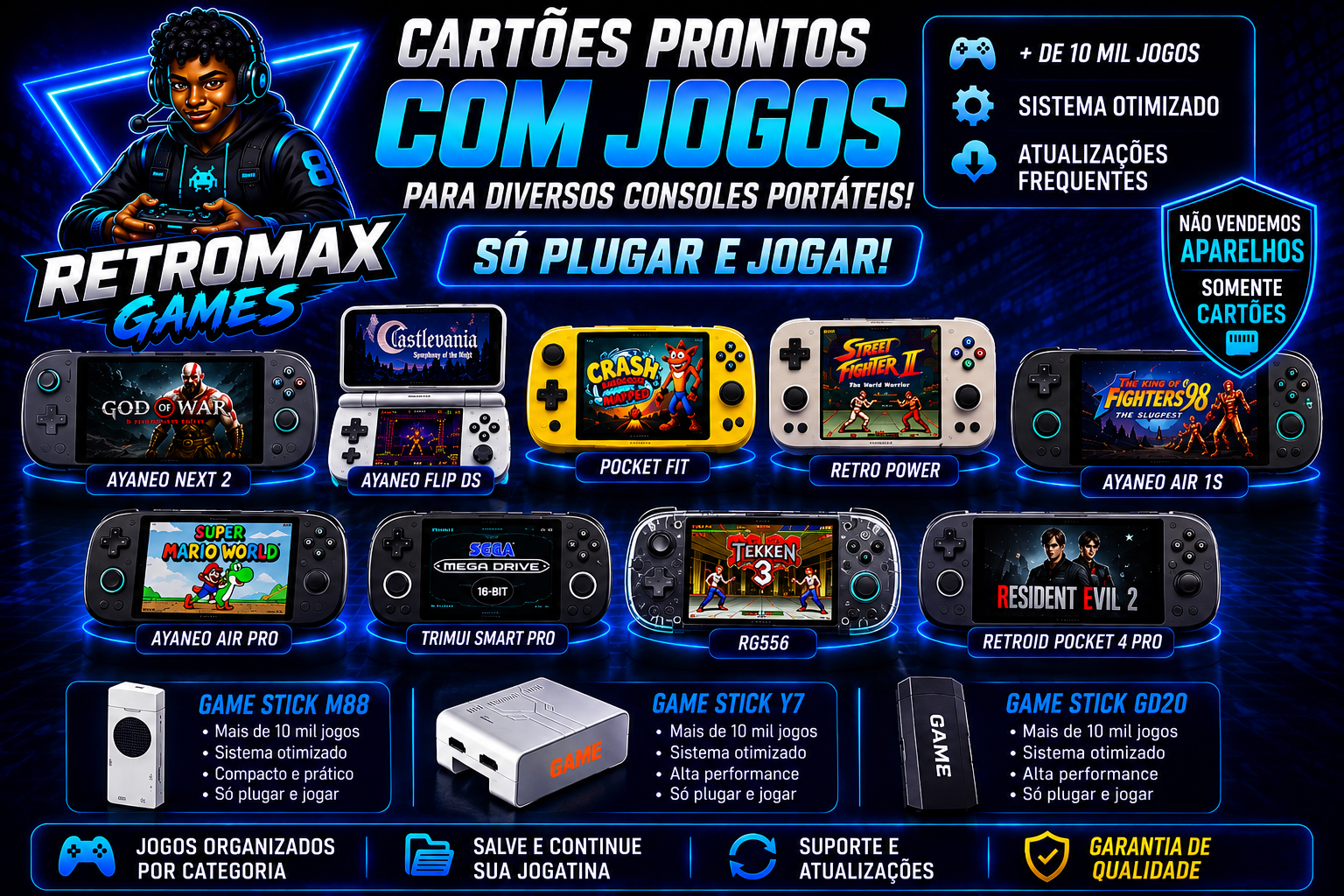 Cartões prontos com jogos para diversos consoles portáteis